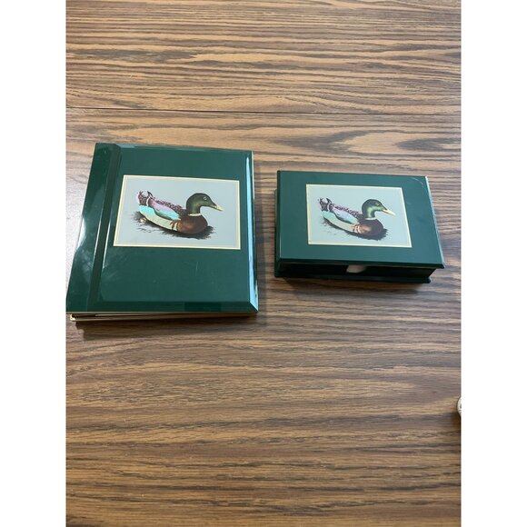 Otagiri Japan green lacquerware photo album and note holder desk set - Picture 1 of 10